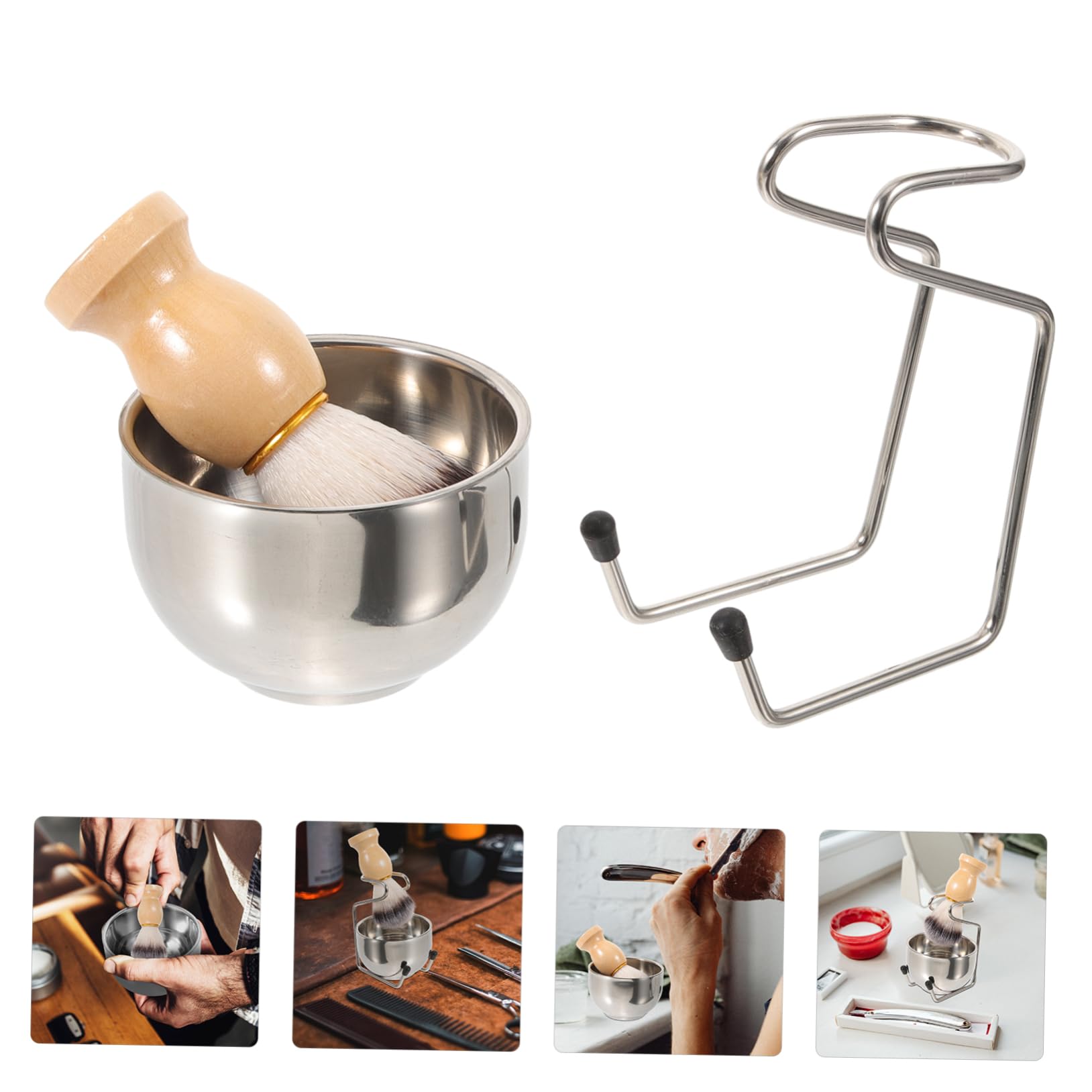 Healeved 3 Sätze Halterung für Elektrorasierer Rasierapparat Bausatz Rasiergel Creme Mann frisör zubehör barbershop zubehör professioneller Rasierpinsel männliches Bartbürsten-Set Nylon