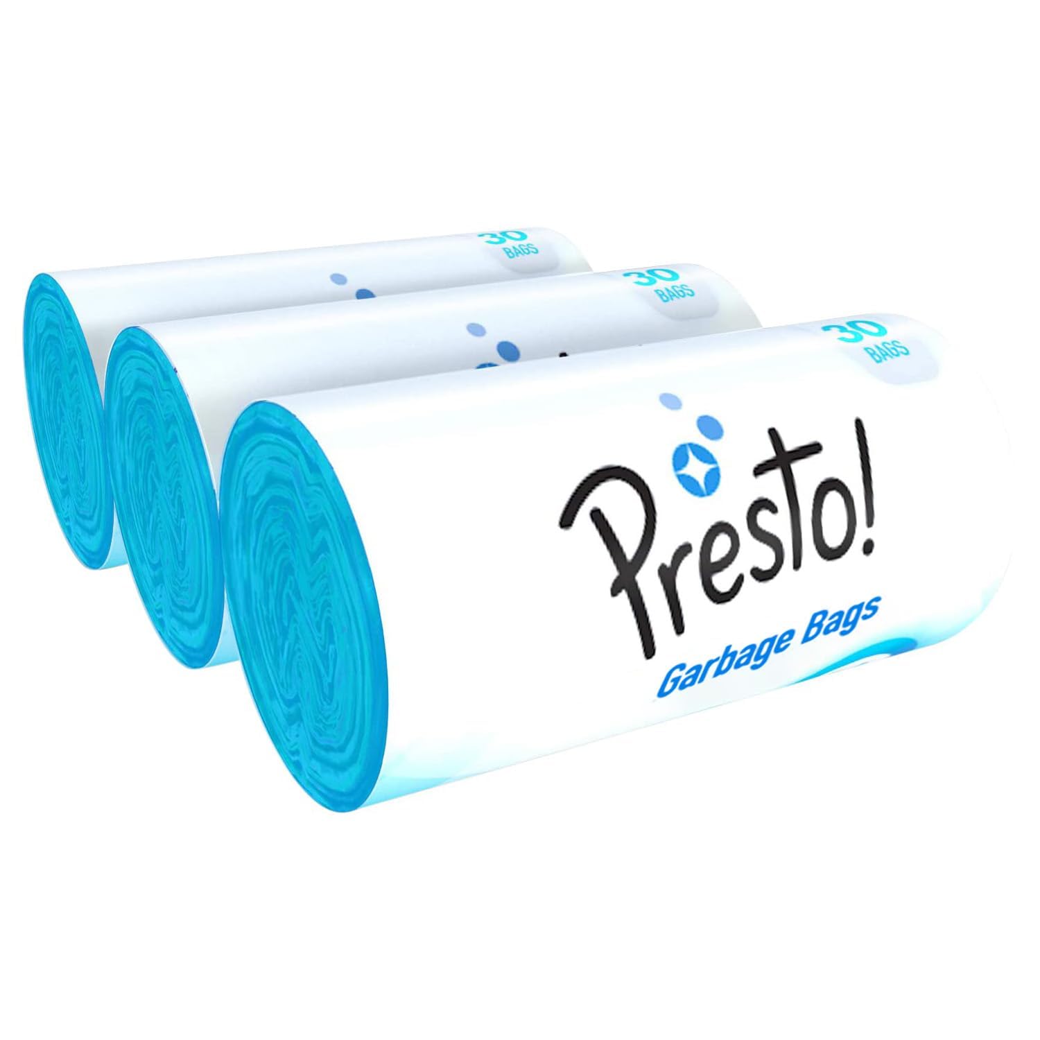 Amazon Brand – Presto! Garbage Bags | Medium | 90 Count | 30 Bags X 3 Rolls | 19 X 21 Inches | For Dry Waste | Blue Amazon Brand – Presto! Garbage Bags | Medium | 90 Count | 30 Bags X 3 Rolls | 19 X 21 Inches | For Dry Waste | Blue