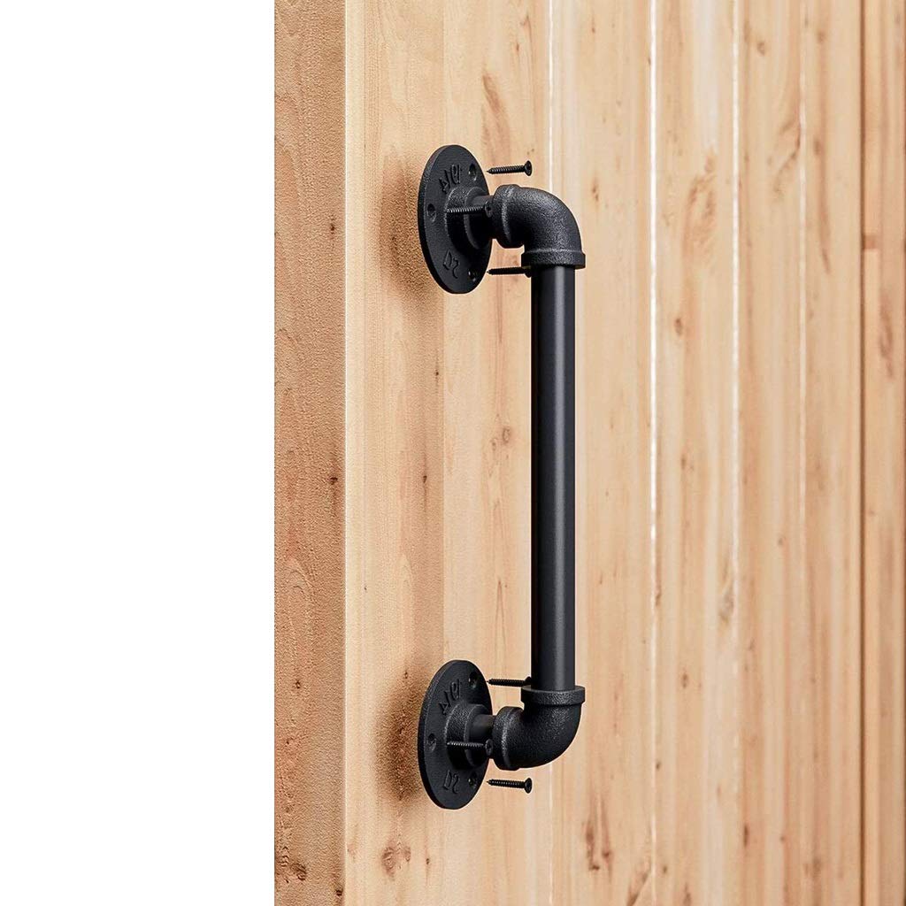 Poignée de porte de grange en fonte antique finition haut de gamme noire mat