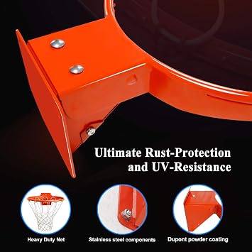 Heavy Duty Wall Mounted Basketball Rim, 18 inch Professional Hanging Basketball Goal Fits Indoor and Outdoor Wall