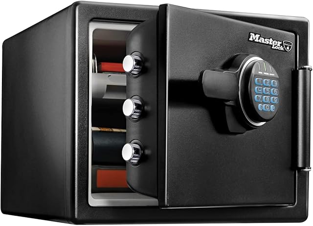 Master Lock LFW082FTC Fireproof Safe 22.8L [Fire & Water Resistant] [Large] [Digital Combination] -for ID Papers, A4 Documents, Laptop Computers, Jewels