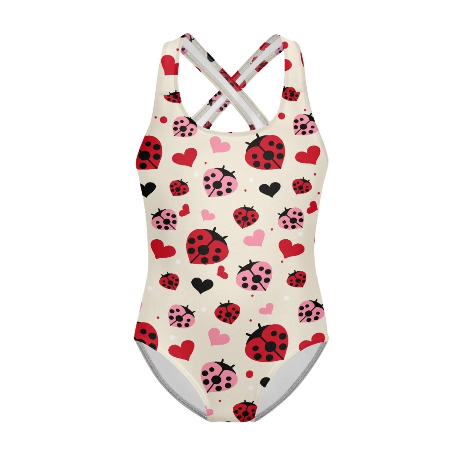 Girls One Piece Swimsuits Axolotl Cross Back Swimwear Beach Summer Quick Dry Beach Bathing Suit
