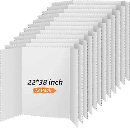 Vista 21 de 12 tableros de póster triplegables a granel, tableros de exhibición de ciencia ligeros, tablero de presentación triple para proyectos de feria