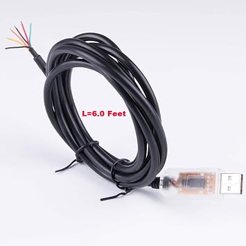 USB to RS485 Level Serial UART Converter Cable FT232RL Chipset 6 Way Wire End Stripped Cable USB-RS485-WE-1800-BT