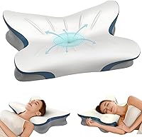 ROPU Cervical Pillow for Neck Pain Relief - Ergonomic Contour Memory Foam with Cooling Cover for Side, Back & Stomach Sleepers