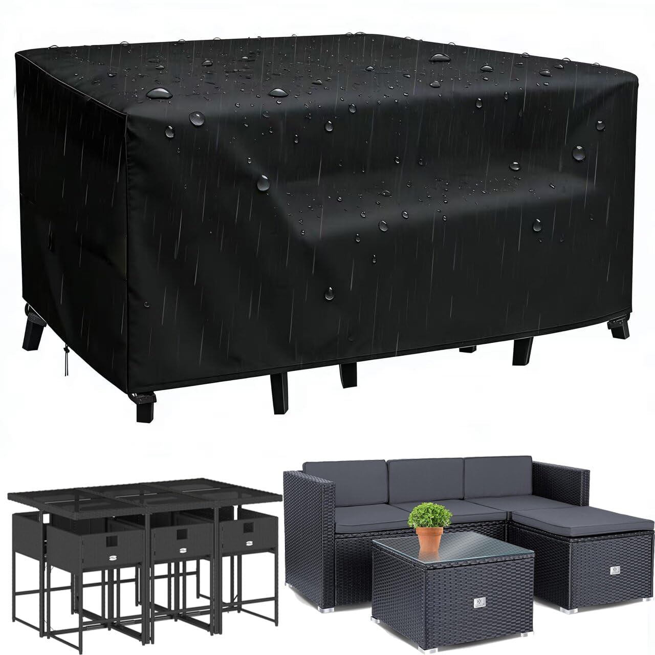 Nappe de table d'extérieur imperméable bâche terrasse anti-vent