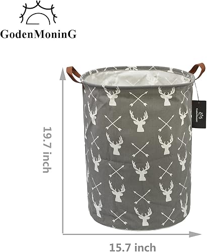 Miniatura 2 de GodenMoninG Cesta plegable de gran tamaño, redonda, impermeable, con asas, decoración del hogar, organizador de juguetes, canasta de guardería para