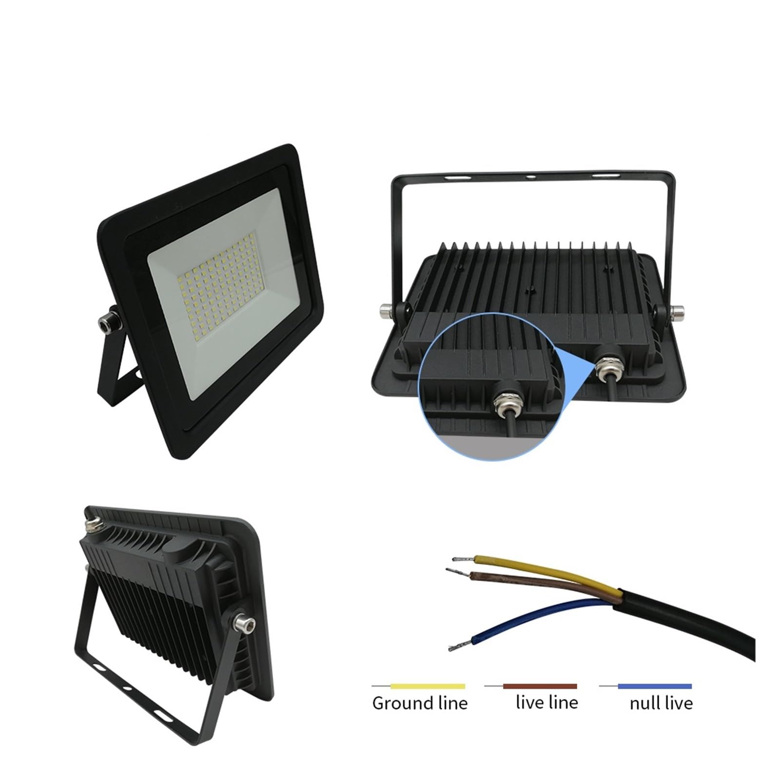 LED Enfoque exterior 1 Uds 110V/220V L+E+D Luz de inundación 10W 20W 30W 50W 100W Lámpara de reflector Impermeable IP68 Reflector blancos L+e+d Foco exterior exterior Luz cálida-3000K(110V(95V-145V),1