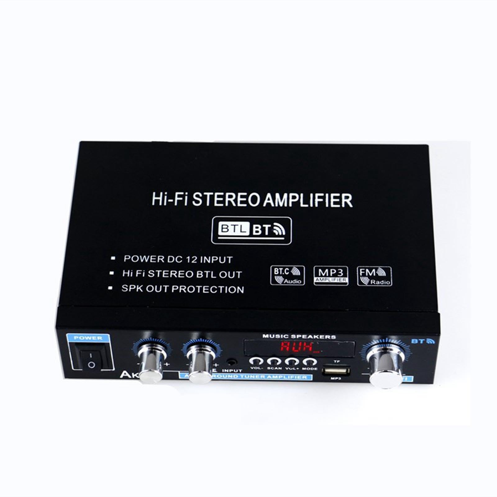 Mini Amplificador Estéreo con Tecnología Bluetooth Receptor de Audio Mezclador para Altavoces y Mando a Distancia Fácil de Usar Adecuado para Salones