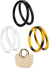 6 Pieces (3 Pairs) Black White Turtle Effect Resin Handbag Handles for DIY Handbags, Crochet, Replacement, Craft Accessories Bag