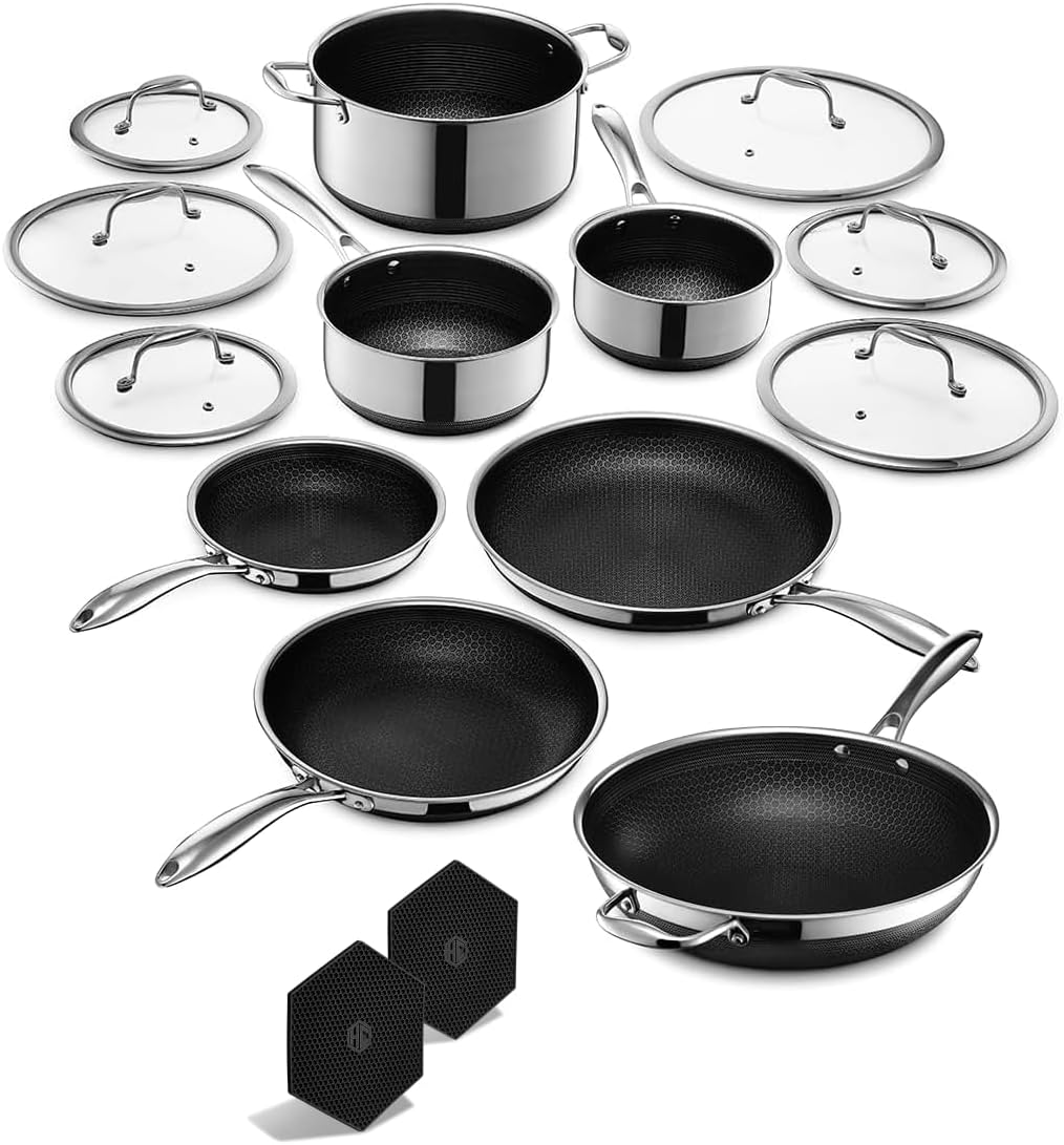 HexClad 13 Piece Hybrid Stainless Steel Cookware Set 6