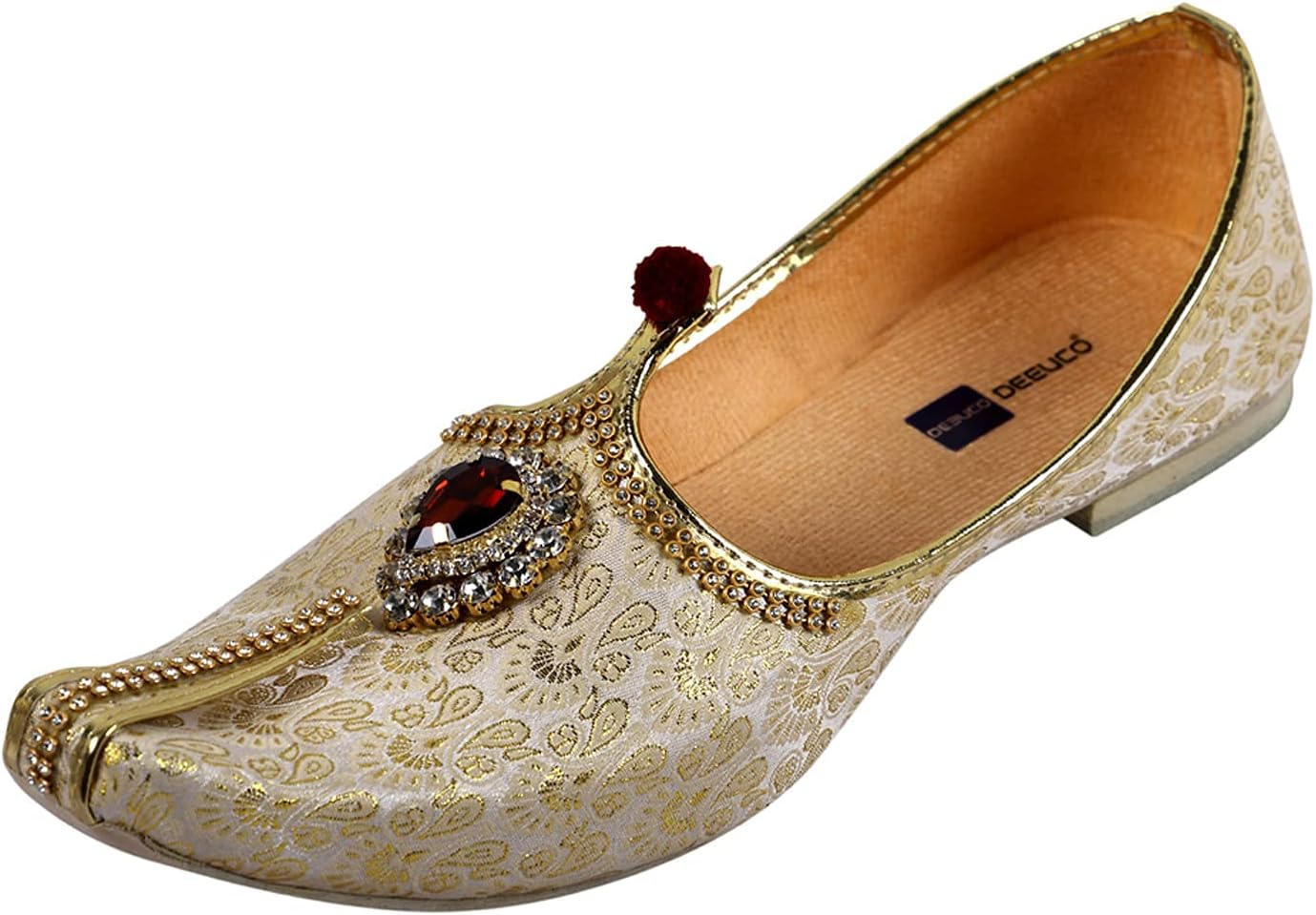 DEEUCOMen's Designer stone studded wedding and sherwani jutti mojari.