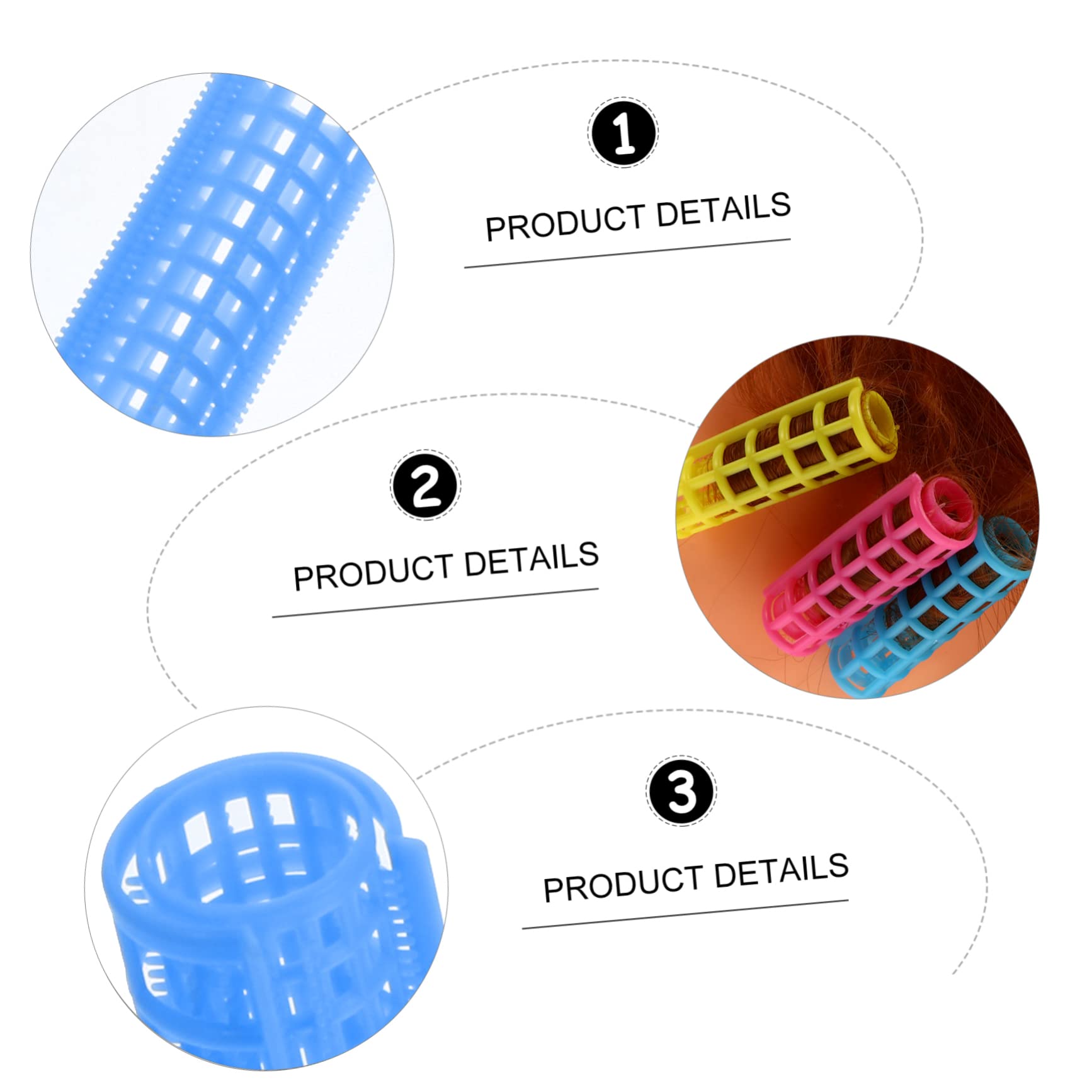 Rodillos de Pelo de Plástico Autoadherentes, Pack de 50 Piezas Ligeras y Portátiles para Peluquería y Peinados Profesionales Color Aleatorio