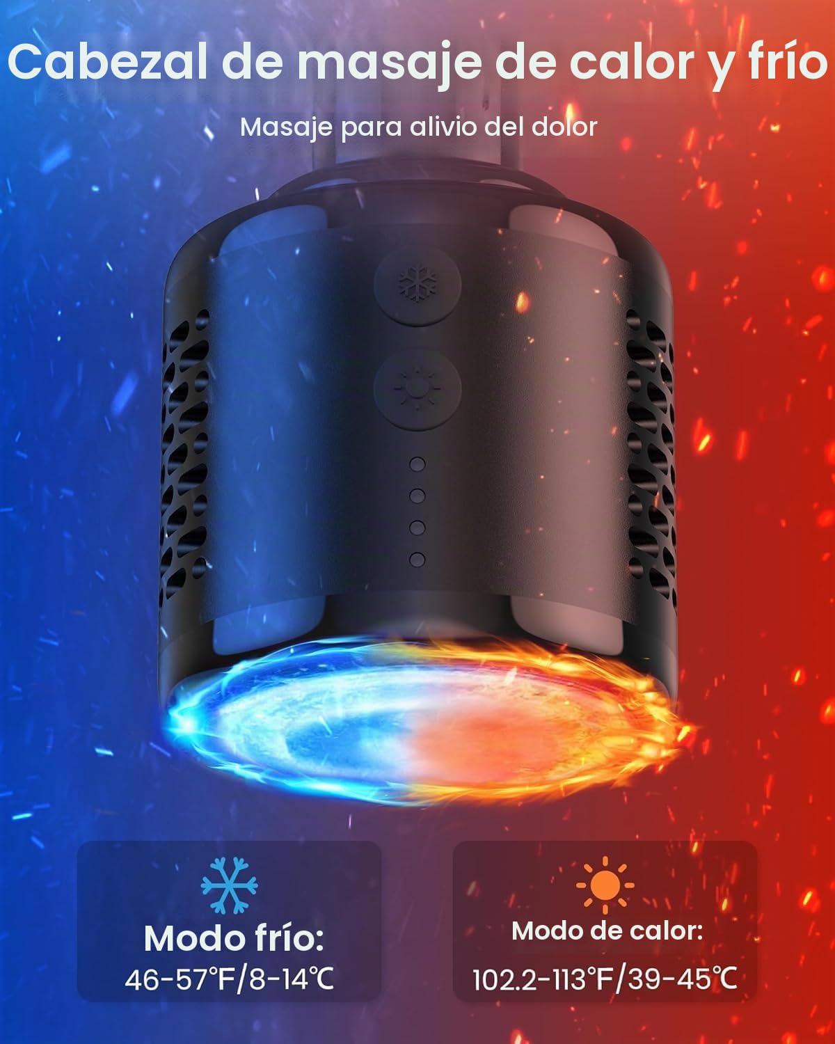 Pistola de Masaje Muscular Calor y frío,Napre Pistola Masaje Massage Gun con Mango Extensible,32 Velocidades Pistola Masajeadora Muscular Cervical y Espalda,Plegable,5 Ángulos Ajustables,LED Screen