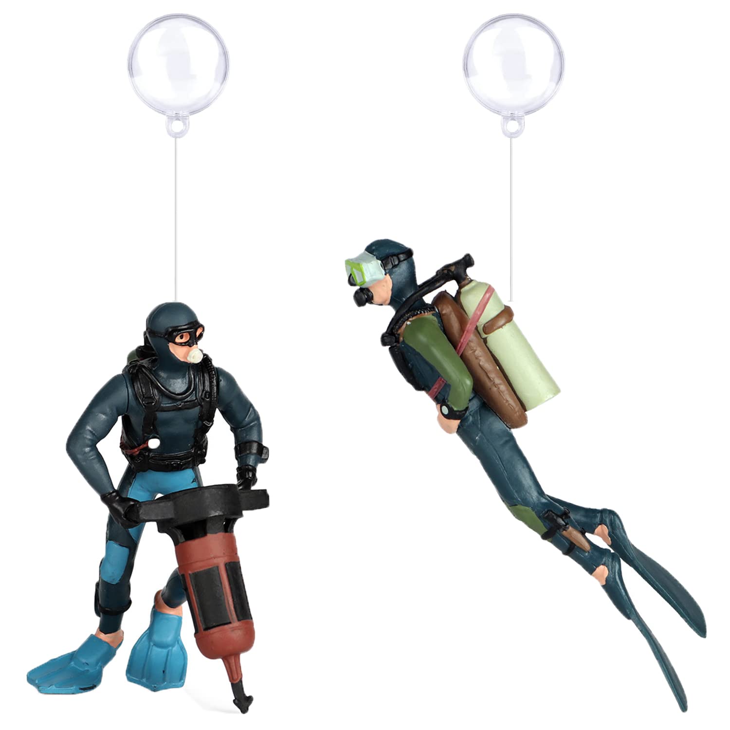 X spring Fish Tank Decoration, 2 Pcs Floating Device Fish Tank Ornament, Diver Aquarium Decoration, Suitable for Large and Small Fish Tank Aquarium Decoration (Deep Blue)