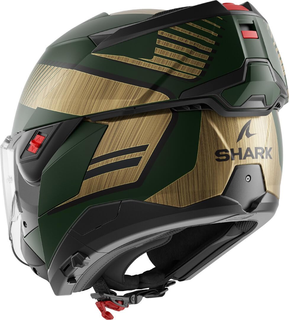 SHARK, Casque Moto Modulable OXO SIKTER Green Chrome Gold GUQ, L