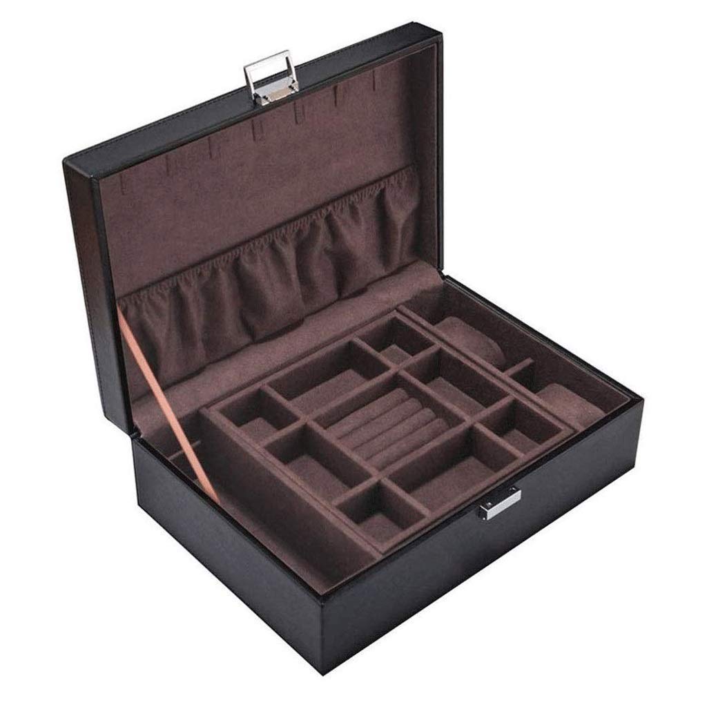Uhrenbox, Uhren-Organizer aus PU-Leder und Vitrine für Schmuck oder Ringe mit Glasdeckel Present
