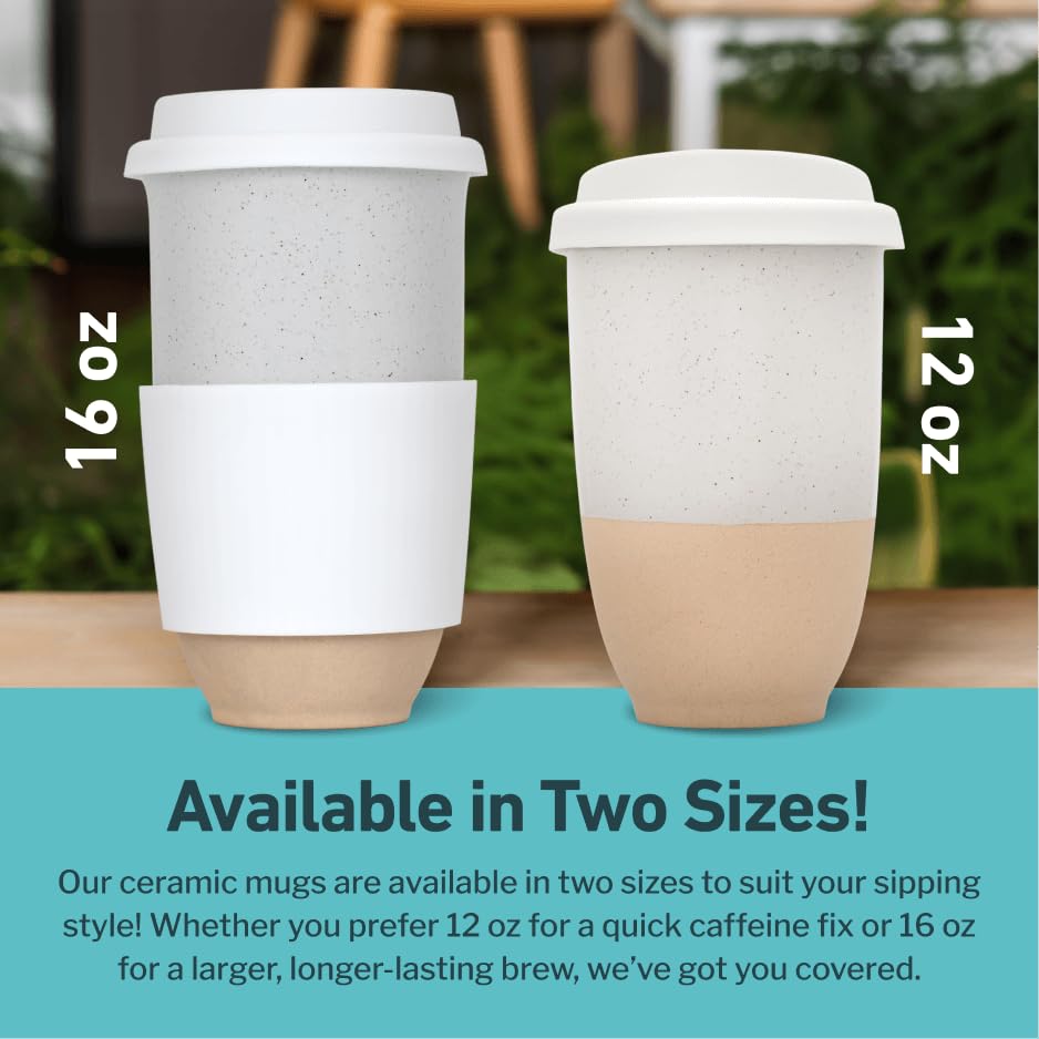 Image of NOVA CERAMICS Travel Mug - Coffee Mug Travel - Microwave & Dishwasher Safe Coffee Clay Tumbler - Gifts For Women Men Him Her - 16oz - Dune
