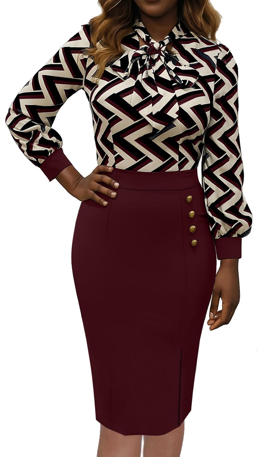 Work Dresses for Women Formal Long Sleeve Wear to Work Office Business Church Dress Elegant Party Midi Pencil