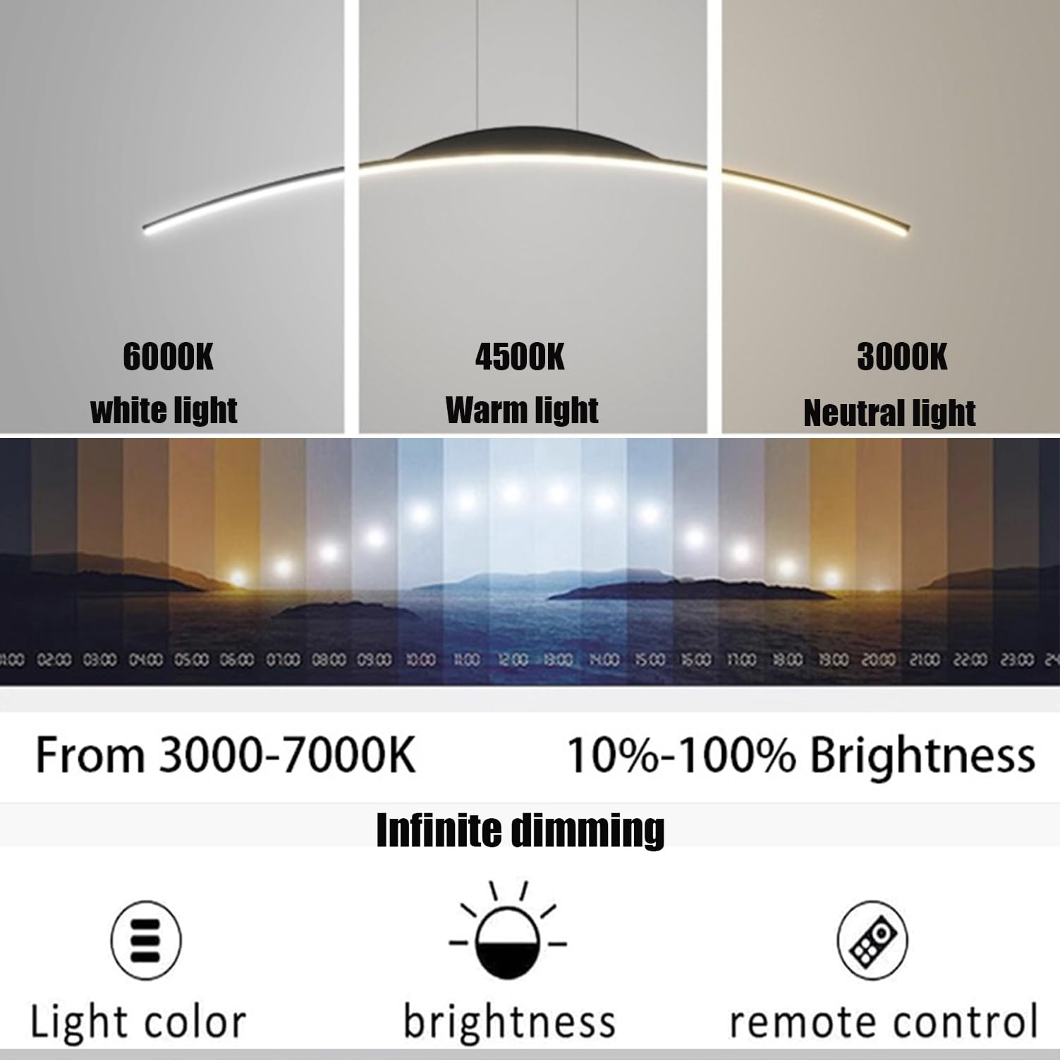 Lampada a sospensione moderna a LED dimmerabile Lampada a sospensione moderna con telecomando Lampada a sospensione Design lineare Lampadario regolabile in altezza per tavolo da pranzo Sala da pranzo