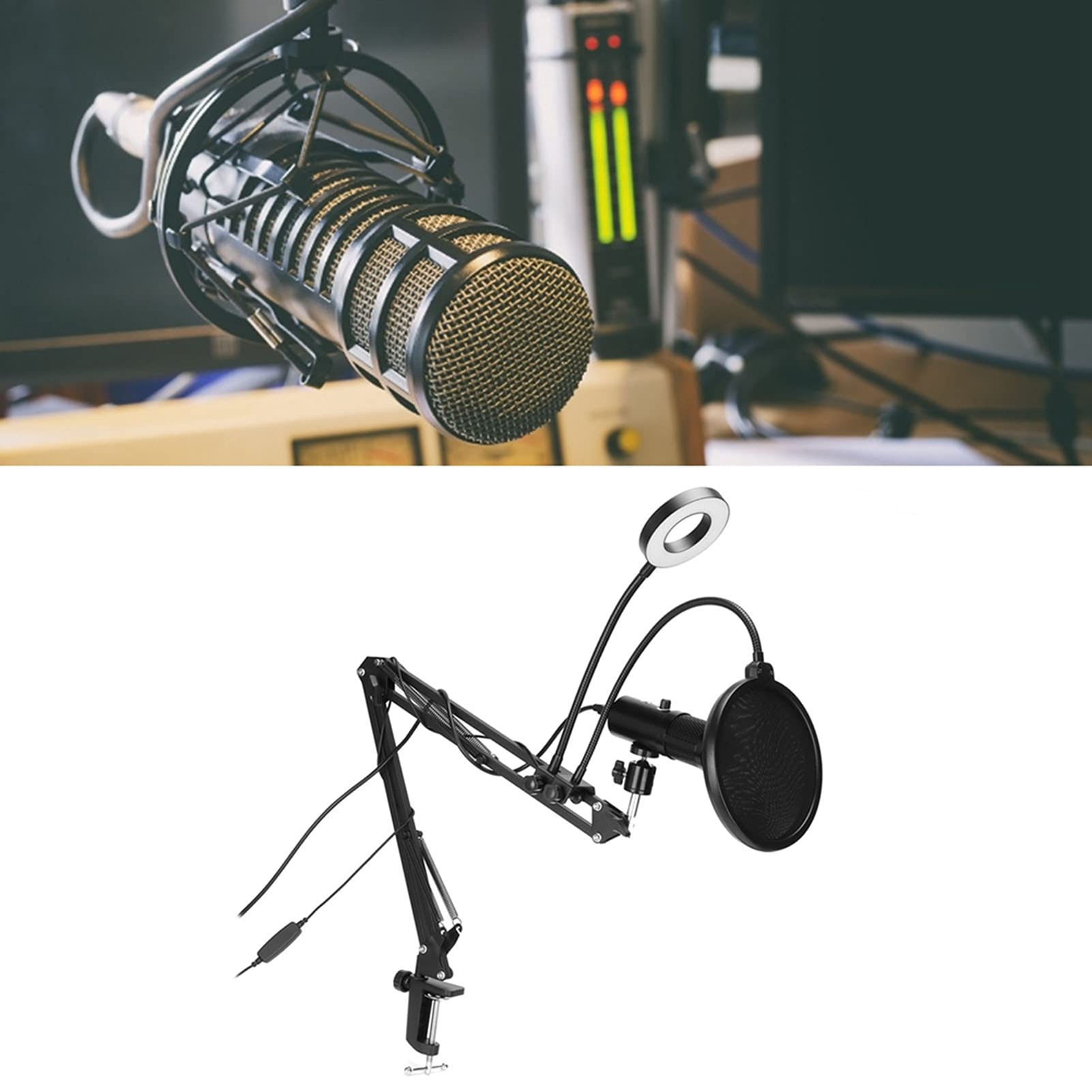 Denash USB -Mikrofon -RGB Füllung Light Kit Cardioid Kondensatormikrofon Zum Aufnehmen von Live Streaming, Studio Soundqualität für Podcast Geräte, PC/Streaming Mikrofon Set (A6S mit 35-Halterung