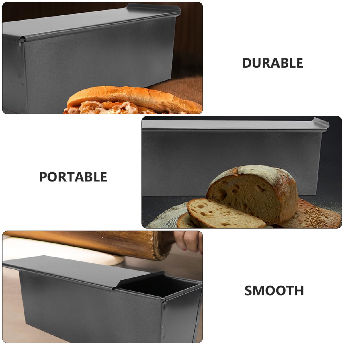 ifundom Stampo per Toast Antiaderente in Ferro Coperchio, Scatola per Toast da 900g, Teglia da Forno per Pane e Dolci Fatta in Casa, Utensile Cucina per Preparazione Pane e Dessert