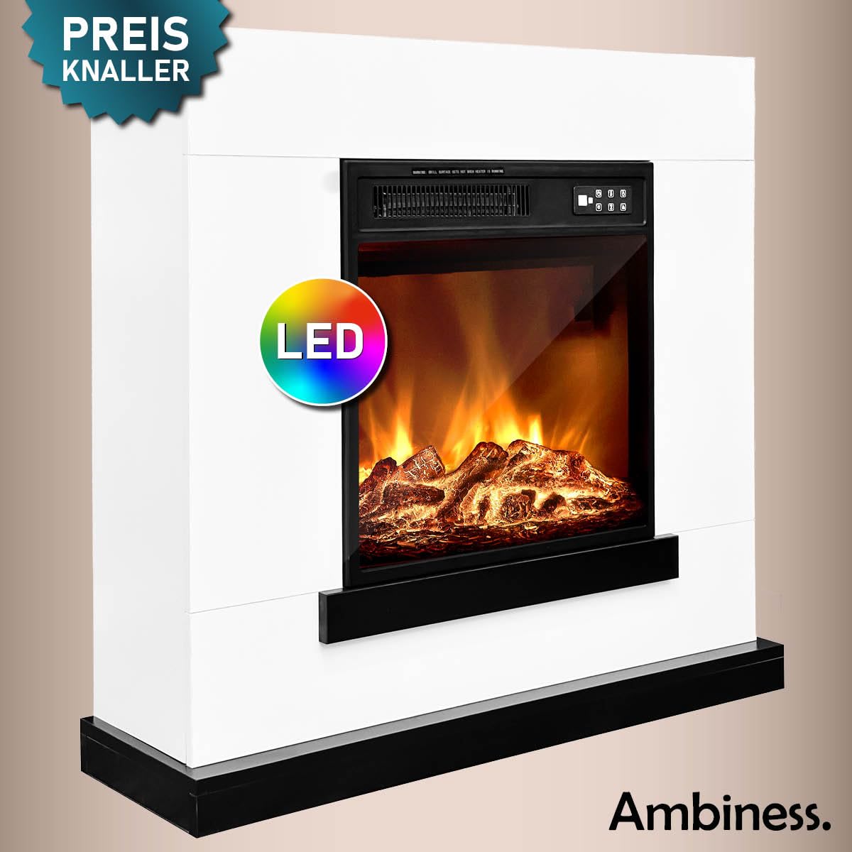 Elektrokamin | 2 Heizstufen | 900W - 2000W | viele Modelle | LED - 3D Flammeneffekt mit Farbwechsel | inkl. Fernbedienung Timer & Thermostat | Überhitzungsschutz | Flair