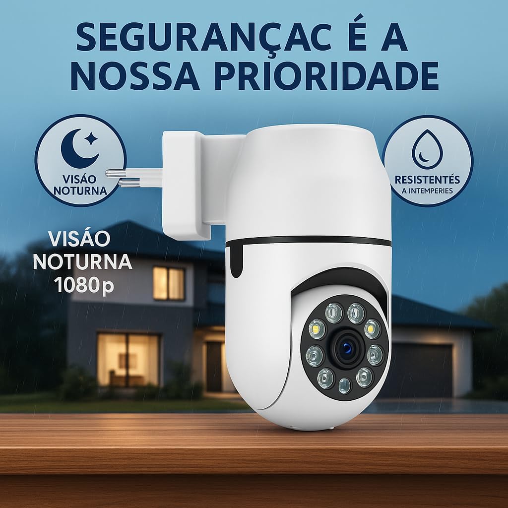 Câmera de Segurança Tomada Sem Fio 2MP WiFi Visão 360° HD 1080p Câmera IP Infravermelho Controle via App 2 Modos de Visão Noturna Áudio Bidirecional Detecção de Movimento Premium Câmera de Segurança Tomada Sem Fio 2MP WiFi Visão 360° HD 1080p Câmera IP Infravermelho Controle via App 2 Modos de Visão Noturna Áudio Bidirecional Detecção de Movimento Premium