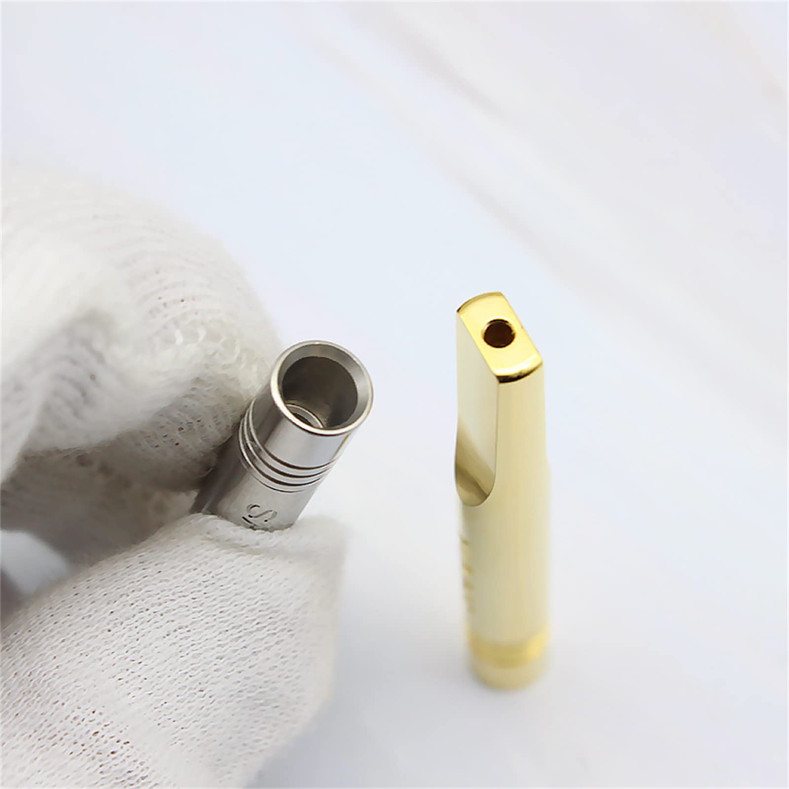 Bocchino in Acciaio Inox Lavabile Doppio Filtro Bocchino da Donna per Sigarette Super Slim Oro Argento