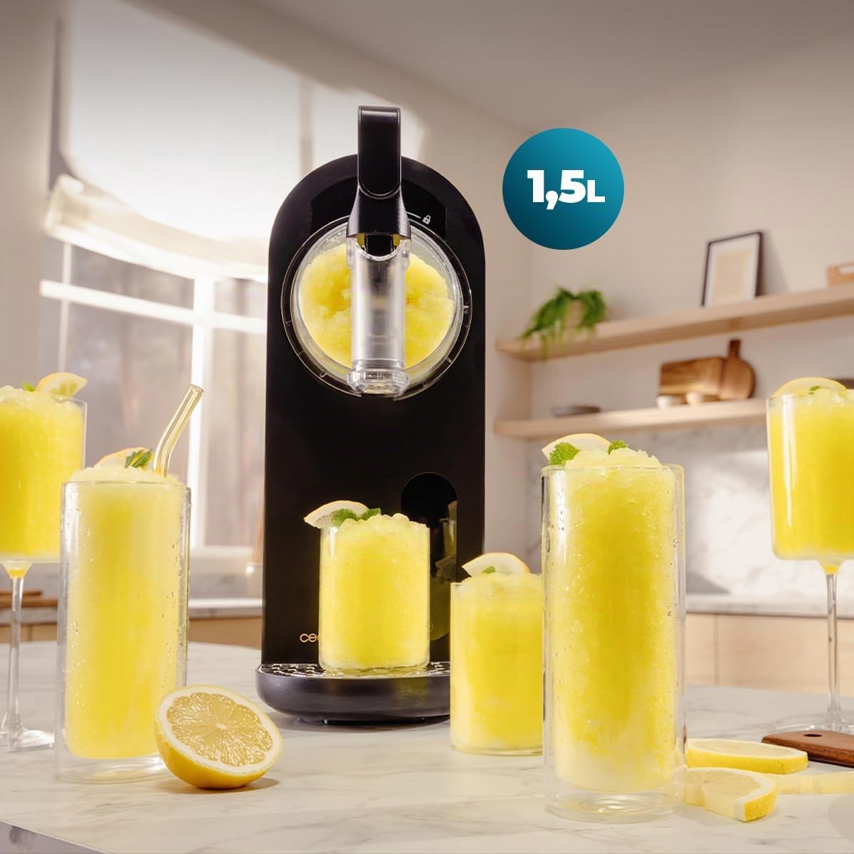 Cecotec Machine à Granités - Sorbetière - 1,5 L - Twist&Ice Cream B. 210 W, Commande Tactile, 9 Modes, Réfrigération sans Précongélation, Buse Anti-Gouttes, Boissons Fraîches Maison à l'Instant