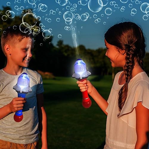 Miniatura 7 de ArtCreativity Varita sopladora de burbujas iluminada de 12.5 pulgadas con emocionantes efectos LED, baterías y líquido de burbujas incluidos, gran