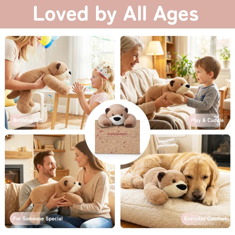 Image of Niuniu Daddy Weighted Otter Stuffed Animal for Kids & Adults, 20 Inch 3.3lb Large Plush Toy with Soft Fur, Weighted Plushies Pillow for Sensory Calm, Huggable Gift for Everyday Comfort