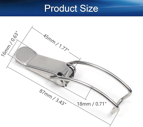 Miniatura 7 de Yinpecly 3.43 pulgadas de longitud 304 de acero inoxidable con resorte de cierre sin agujero de bloqueo, cerraduras con resorte, cierres para caja