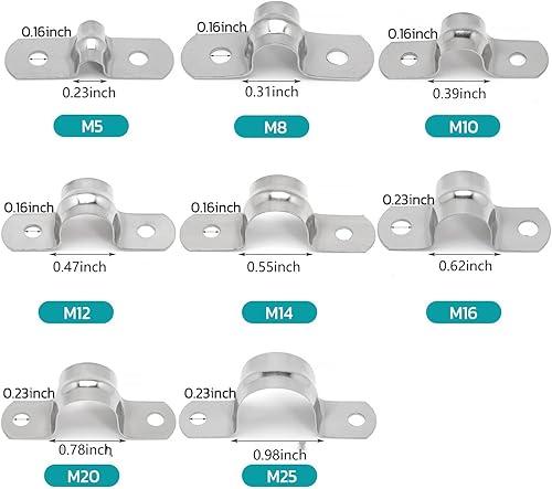 Miniatura 3 de Correa rígida de acero inoxidable 304 con dos agujeros, clip de tubo, soporte de tubo resistente, para instalación de tubos, tuberías o cables de