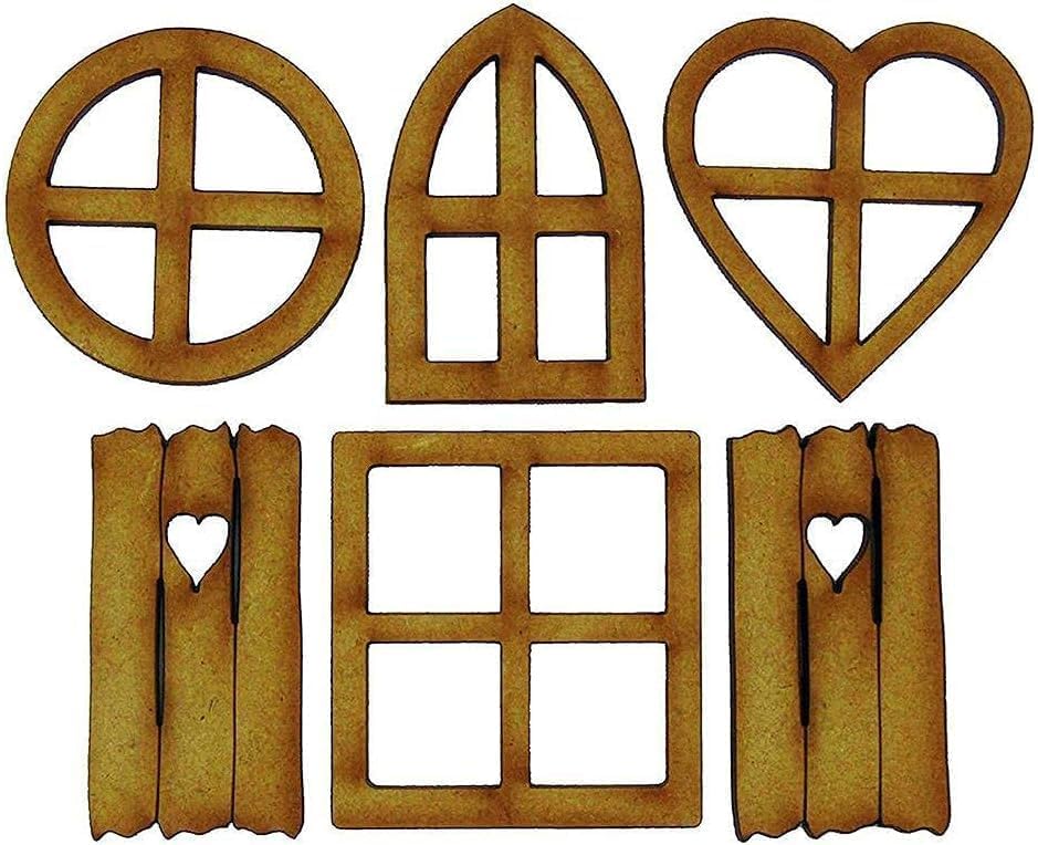 Zhhuoc 6 porte da giardino in legno marrone vuote incompiute finestra elfo casa delle fate ornamenti per porte e finestre statue per albero tronco cortile decorazione edifici e strutture decorazioni