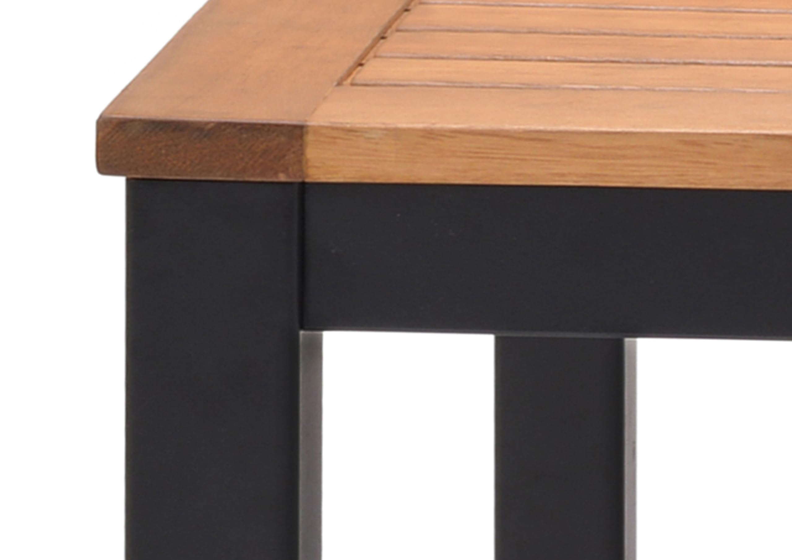 METRO Professional Mesa de Exterior Lynx, Aluminio/Madera de Eucalipto, 90 x 90 cm, Mesa de Bar con Pies Ajustables, Ideal para Terraza y Jardín, Marrón/Negro