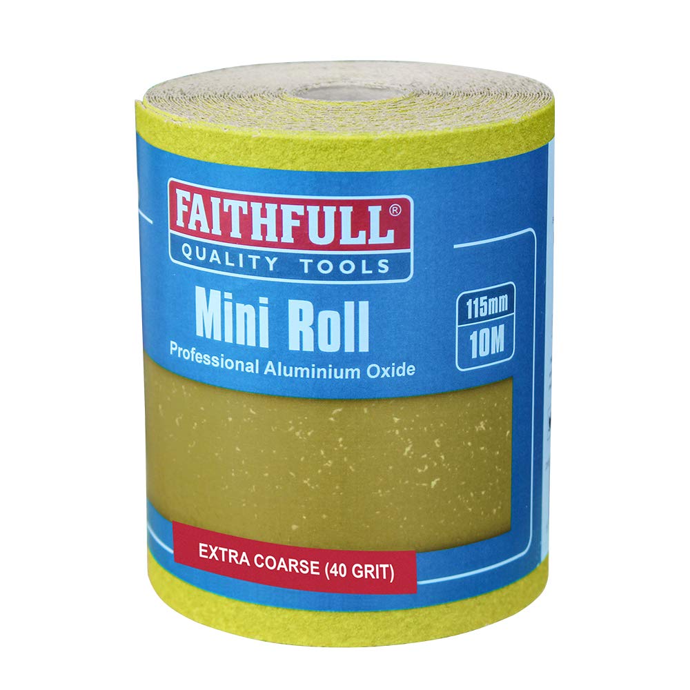 Faithfull 115mm x 10m 40g Aluminium Oxide Paper Roll - Yellow