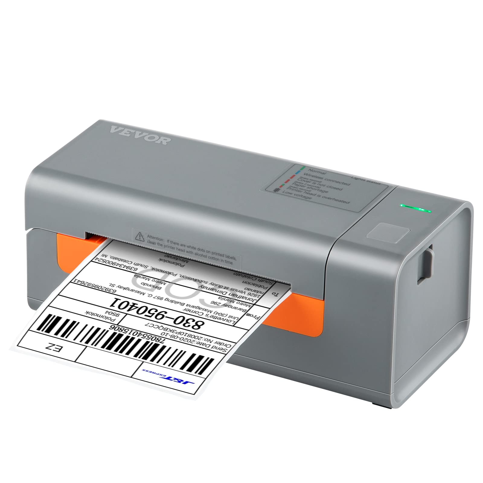 VEVOR Imprimante d'Étiquettes Thermique Direct 4x6 Code à Barres USB Haute Vitesse 150 mm/s 203 dpi pour Colis Expédition Compatible avec Amazon/Ebay/Etsy/UPS Prise en Charge Windows/MacOS/Linux Gris