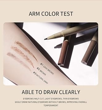 Long-Lasting Microblading Effect Pen,MicrobladingPen Waterproof,3D Waterproof Microblading Eyebrow Pen (Grey Brown)