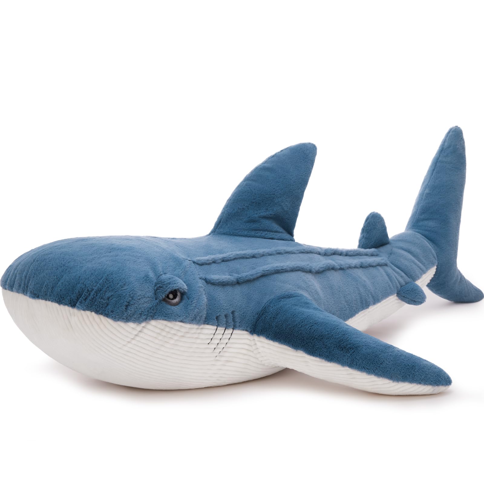MorisMos Giant Whale Shark Teddy Soft Toy, 130cm Big Blue Whale Shark Cushion Pillow Stuffed Animal, Kawaii Stuffed Plush Present for Kids Birthday Home Decoration — image 1