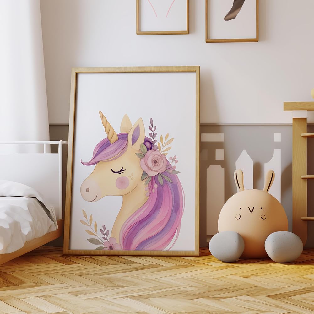 3 Laminas Decorativas Unicornio 30X40CM Poster Personalizado Habitacion Bebe Cuadros Habitacion Bebé Niña Rosa Unicornio Lienzo Decorativo Bebe Infantil Cuadros Personalizados Niña Rosa sin Marco