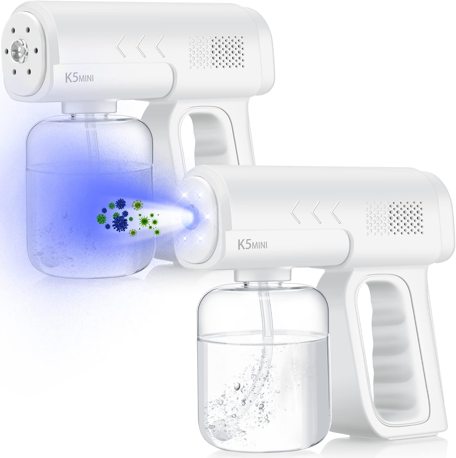2 Pack Rechargeable Atomizer Sprayer Gun Handheld Nano Spray Cordless Disinfectant Steam Large Capacity Electric Fogger Machine Disinfection for Car School Home Hotel