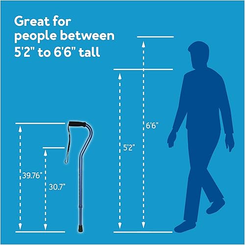 Miniatura 6 de Carex Health Brands Offset Designer - Bastón de altura ajustable con correa para la muñeca sin látex, mango de cojín suave, soporta 250 libras,