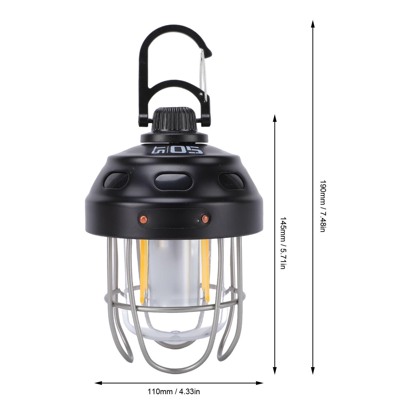 Lanterna da Campeggio Ricaricabile, LED in Acciaio Al Carbonio a 5 modalità con Power Bank di Tipo C, IPX3 per Luce di Emergenza Esterna