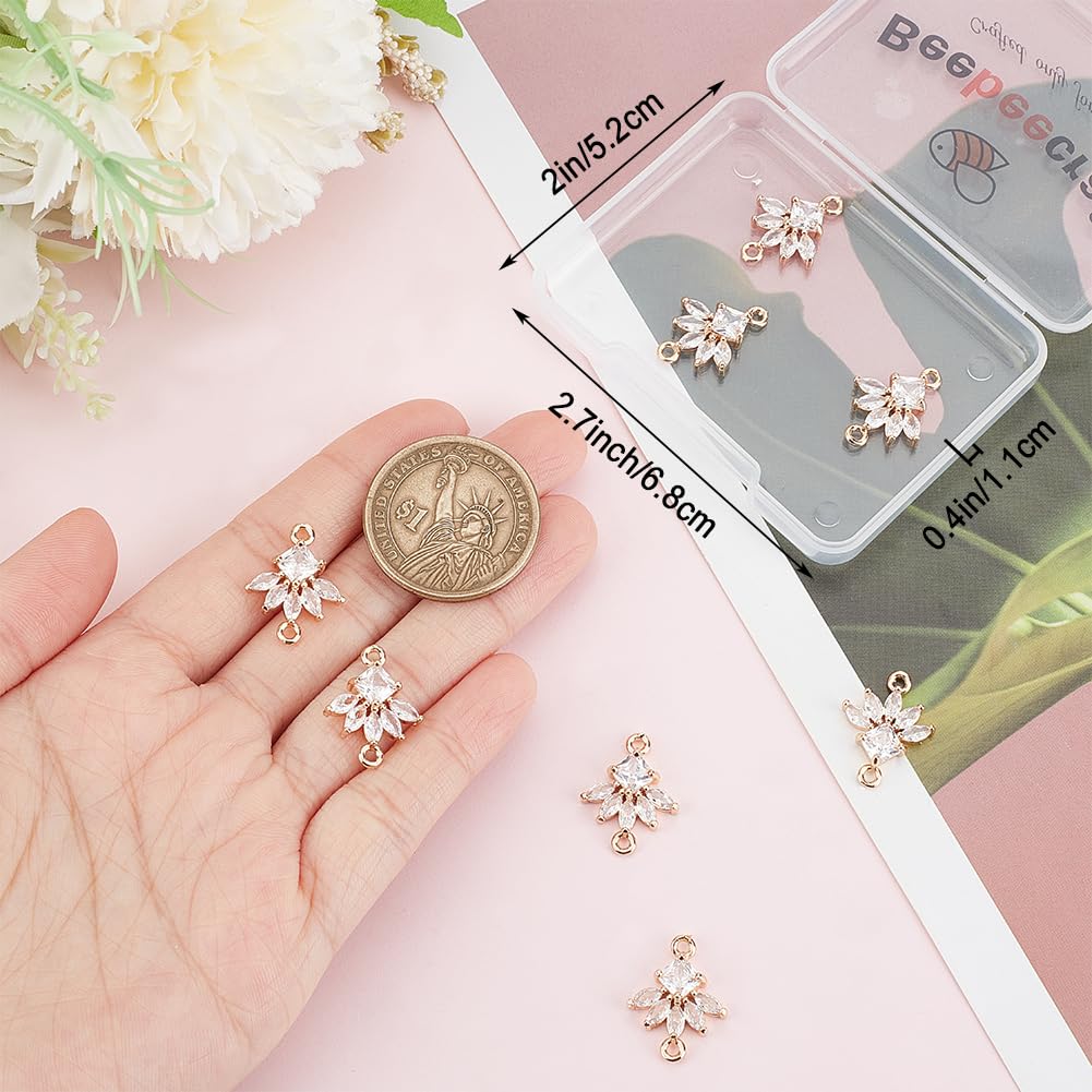 Beebeecraft 10Pcs Flower Connectors Charms K9 Glass Crystal Floral Pendant Links with Double Loops for Bracelet Earring Necklace Jewelry Making - Image 3
