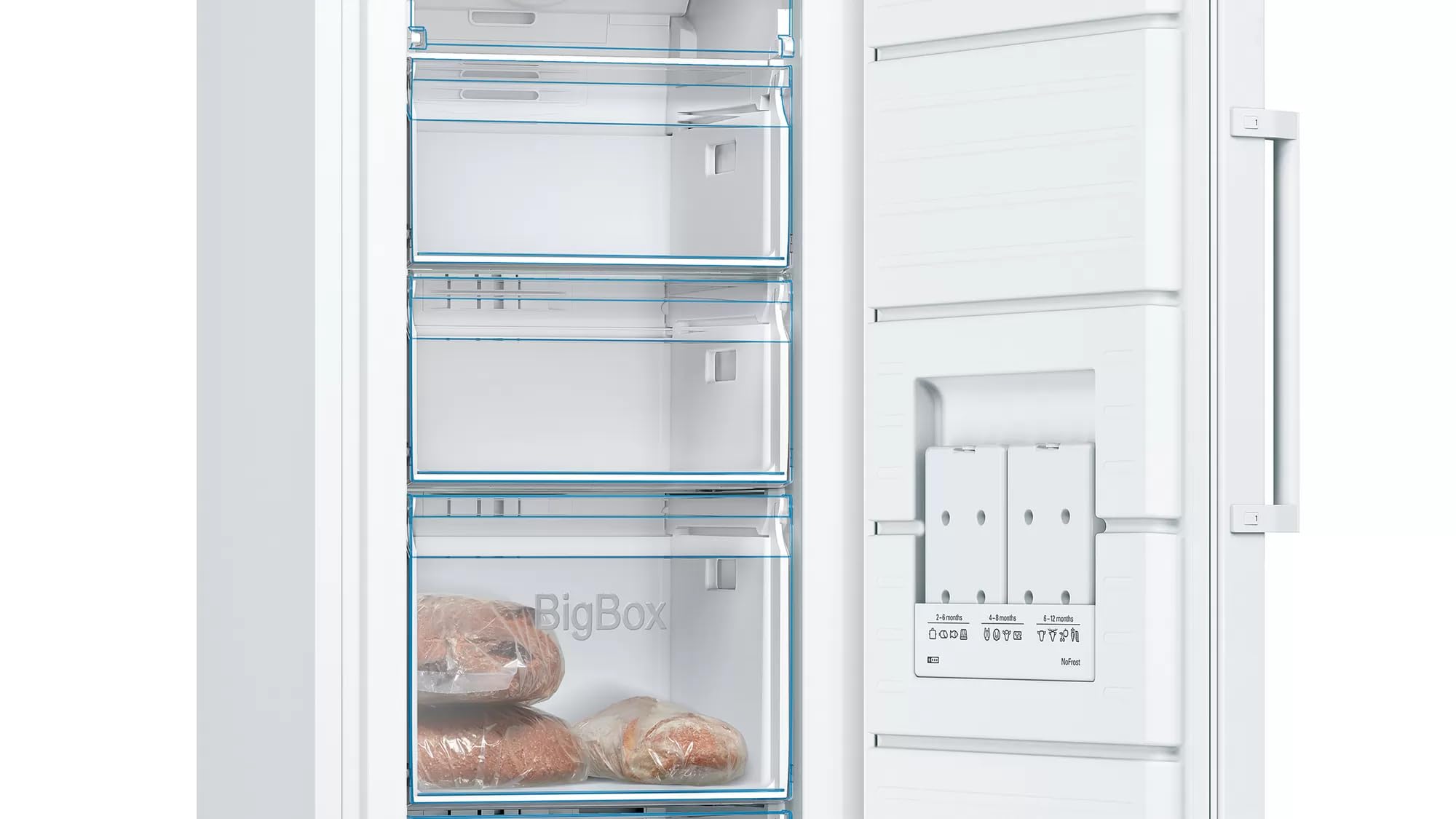 Bosch GSN29VWEV | Serie 4 congelador Armoire Nofrost 161X60X65 A++ | 161 x 60 cm, blanco, 200 L, Vario Zone, cajón de congelación Big Box, SuperFreezing, alarma de puerta abierta