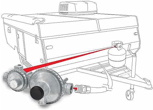 Vista 24 de Stanbroil Regulador de propano vertical de dos etapas con salida NPT hembra de 3/8 pulgadas y entrada NPT hembra de 1/4 pulgadas para tanque