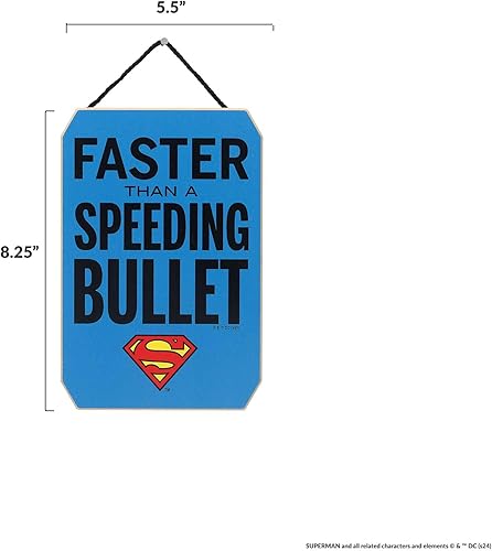Miniatura 6 de Open Road Brands DC Comics Superman Faster Than a Speeding Bullet - Decoración de pared de madera colgante - Divertido letrero de Superman - Gran