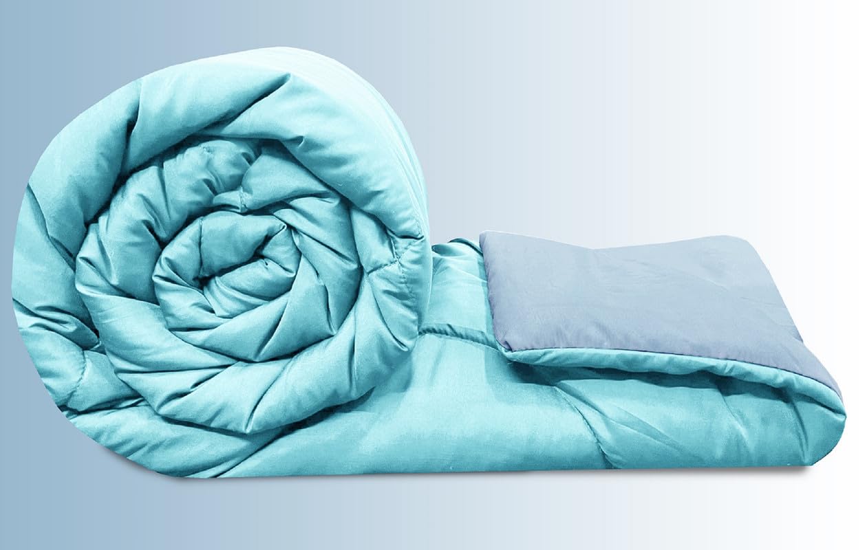 BSB HOME Summer Razzai All Season 220 GSM Ac Comforter Super Soft Fluffy Comforter (90" X 86" Inches/220Cm X 228Cm) - Double Bed Comforter|Aqua & Silver| Lightweight| Microfibre