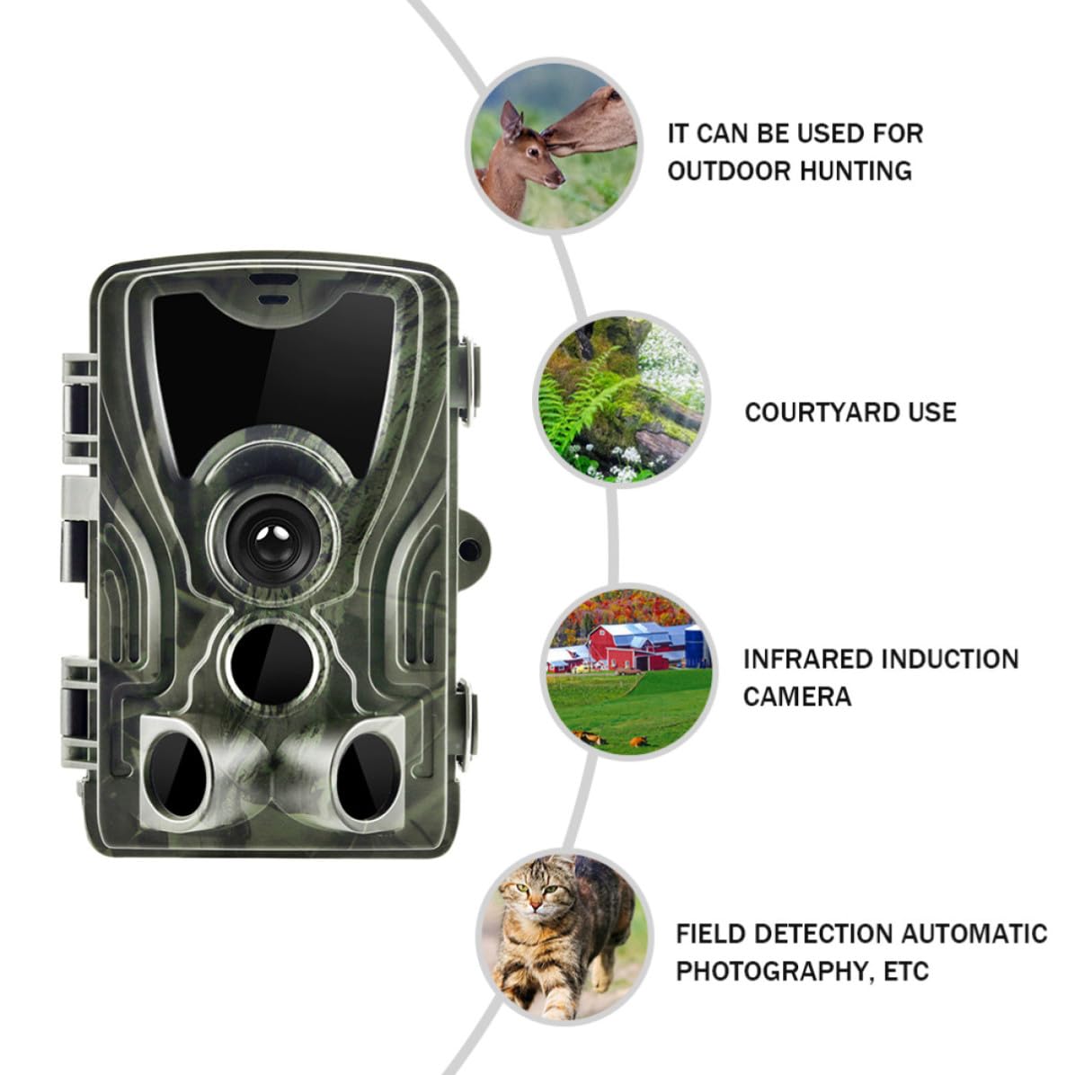 Happyyami Cámara para Exterior Resistente al Agua con Sensor Infrarrojo 1080p para Caza y Vigilancia Nocturna de Fauna Silvestre